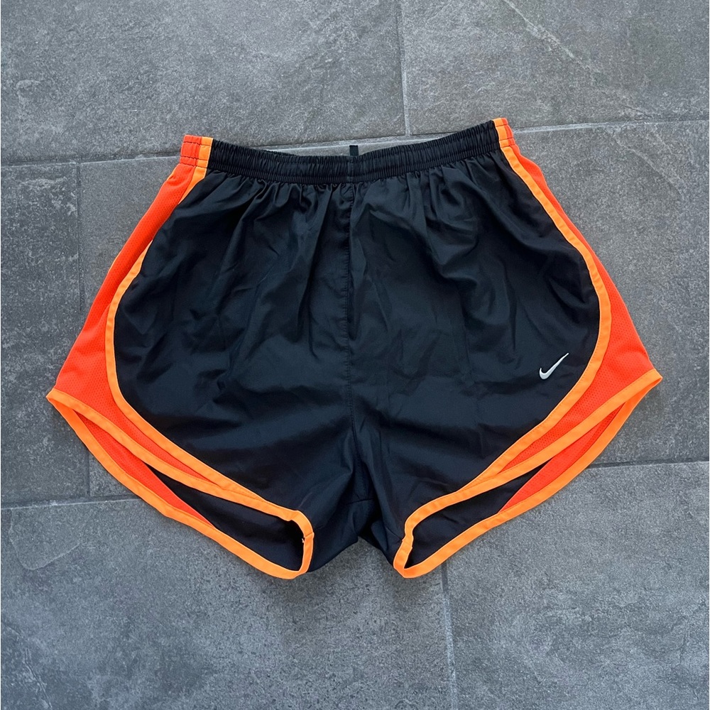 Black Nike Athletic Shorts with Orange Details